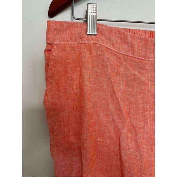Chico’s Orange Linen Blend Pull On Comfort Pants sz 3 or L EUC - Picture 2 of 7